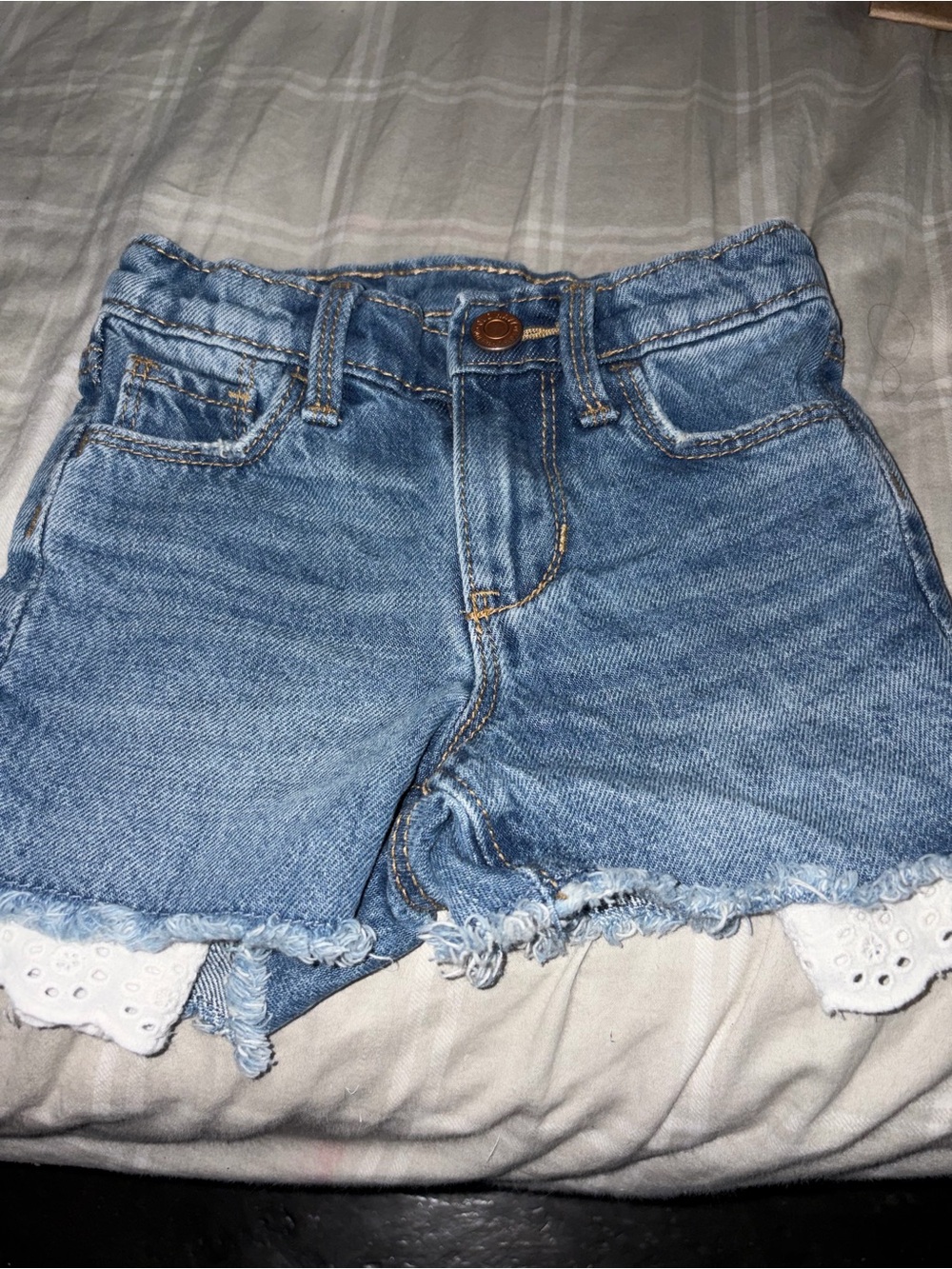 Old Navy Light Blue Denim Girls' Frayed Hem Shorts
